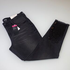 NWT  a.n.a black skinny mid rise sequin denim W14